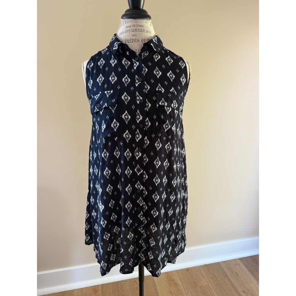 Sadie & Sage Womens Navy and White Mini‎ Shirt Dress Size S